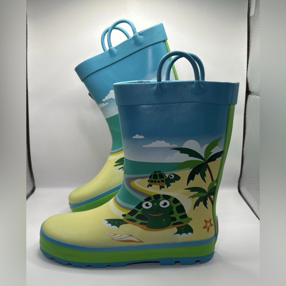 Kamik Kids Turtles Children's Pull On Rain Boots Size 1 STORE MODEL